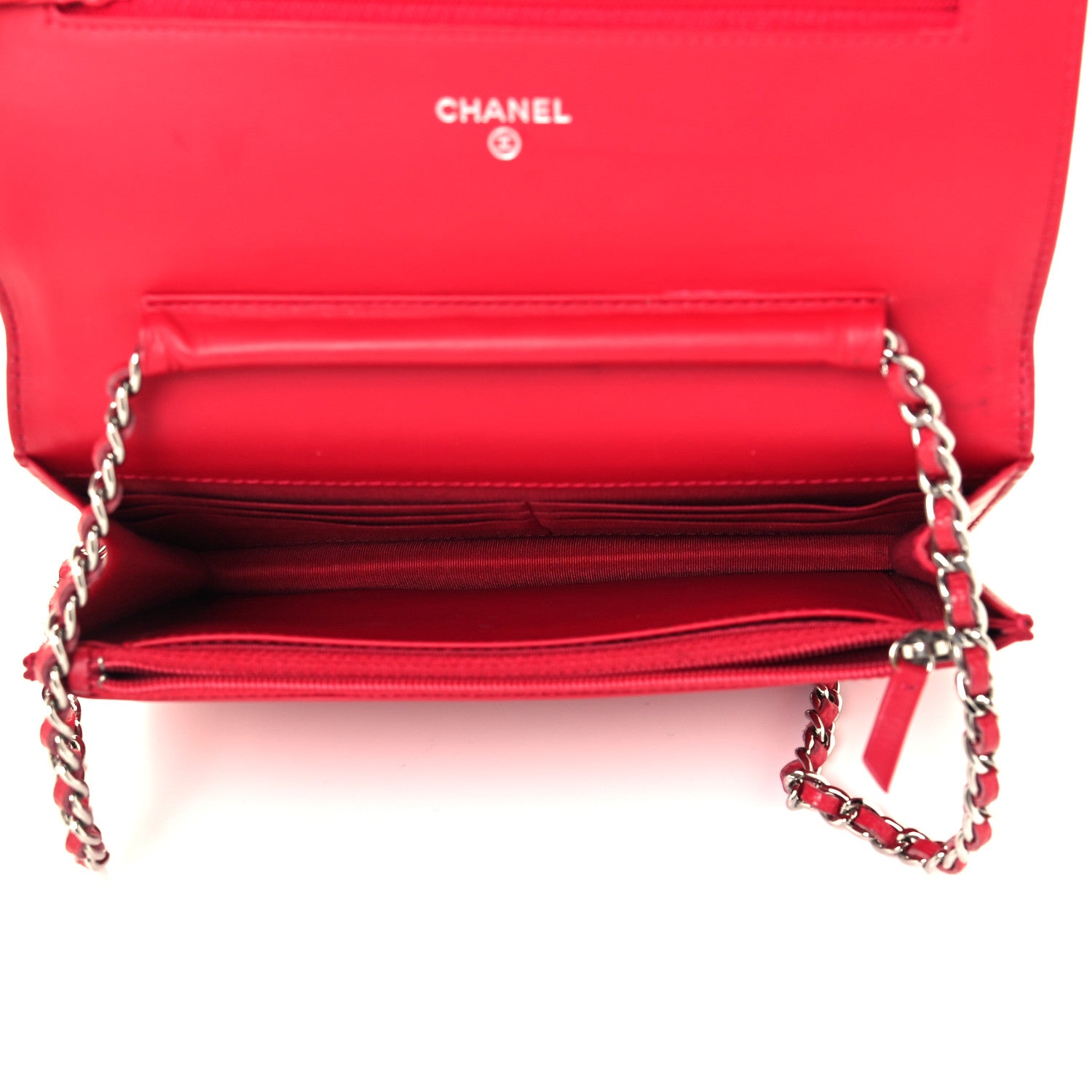 Chanel Caviar Timeless CC Wallet On Chain WOC Red 5 of 10