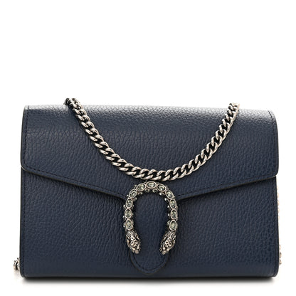 Gucci Dollar Calfskin Crystal Mini Dionysus Chain Wallet Blue Agata Black Diamond 1 of 9