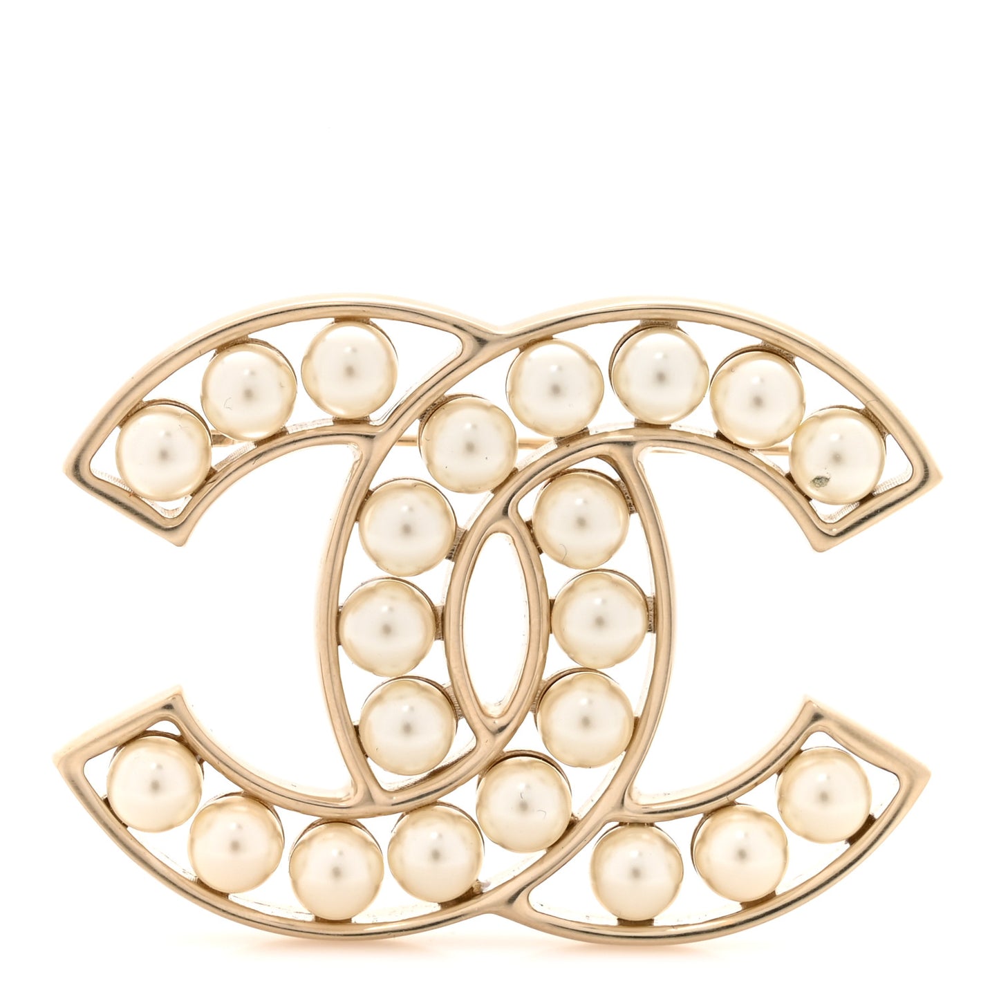 Pearl CC Brooch Light Gold