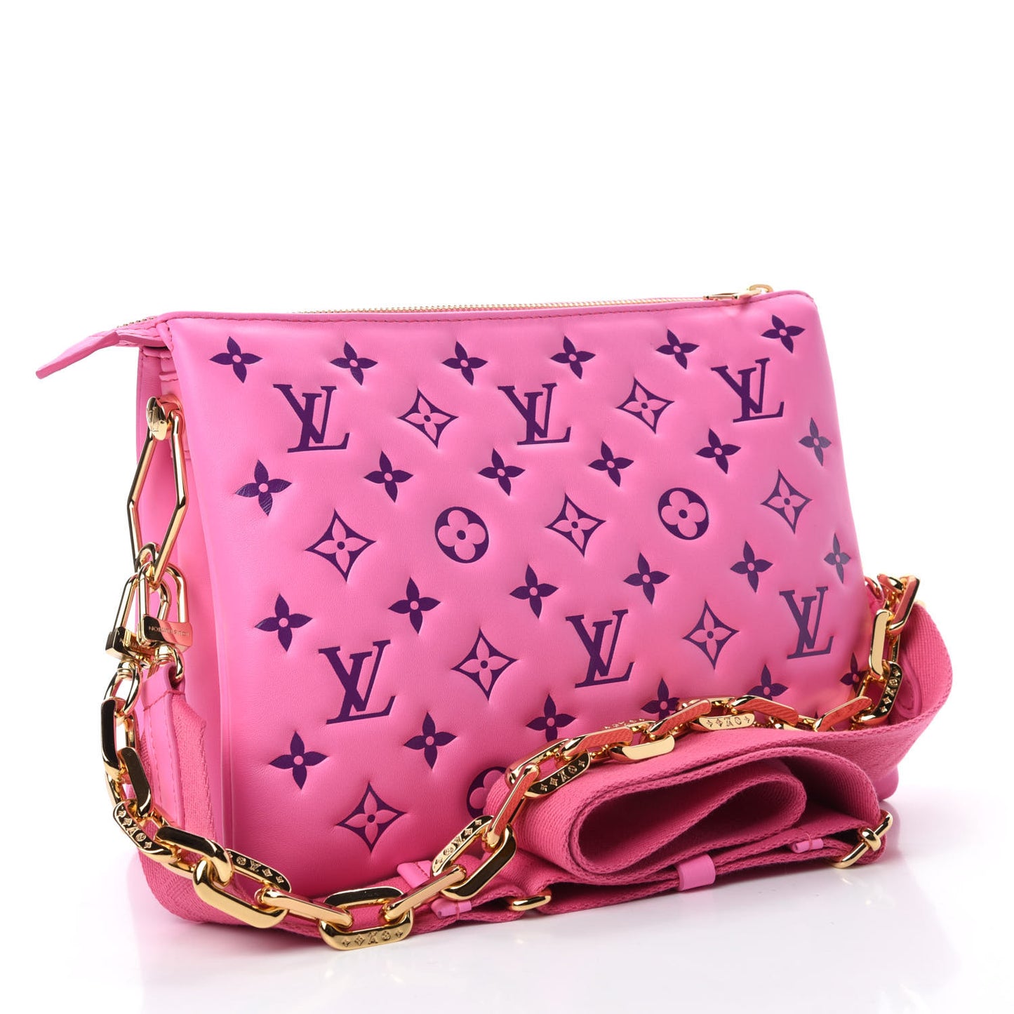Lambskin Embossed Monogram Vuittamins Coussin PM Rose Violet