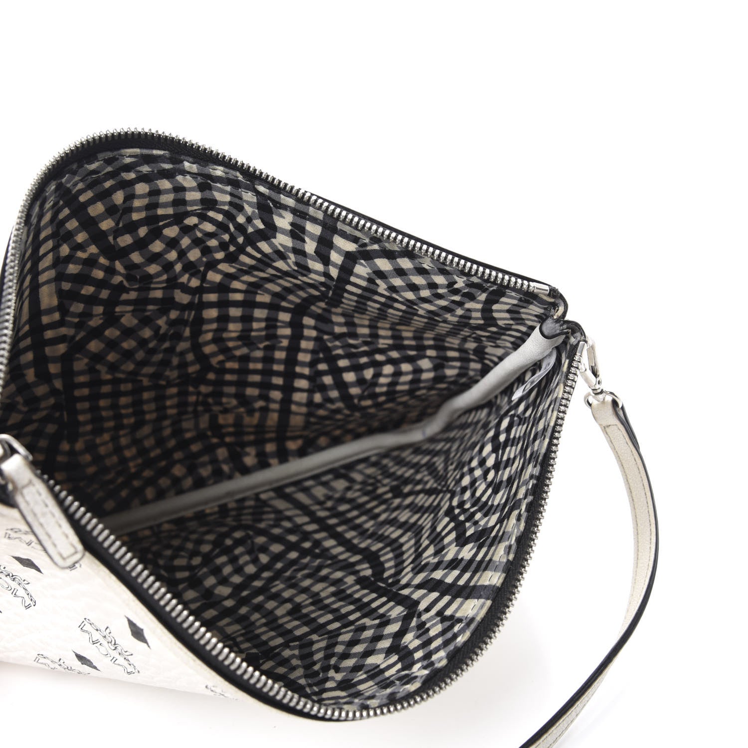 MCM Visetos Liz Shopper Tote Pouch White 5 of 10