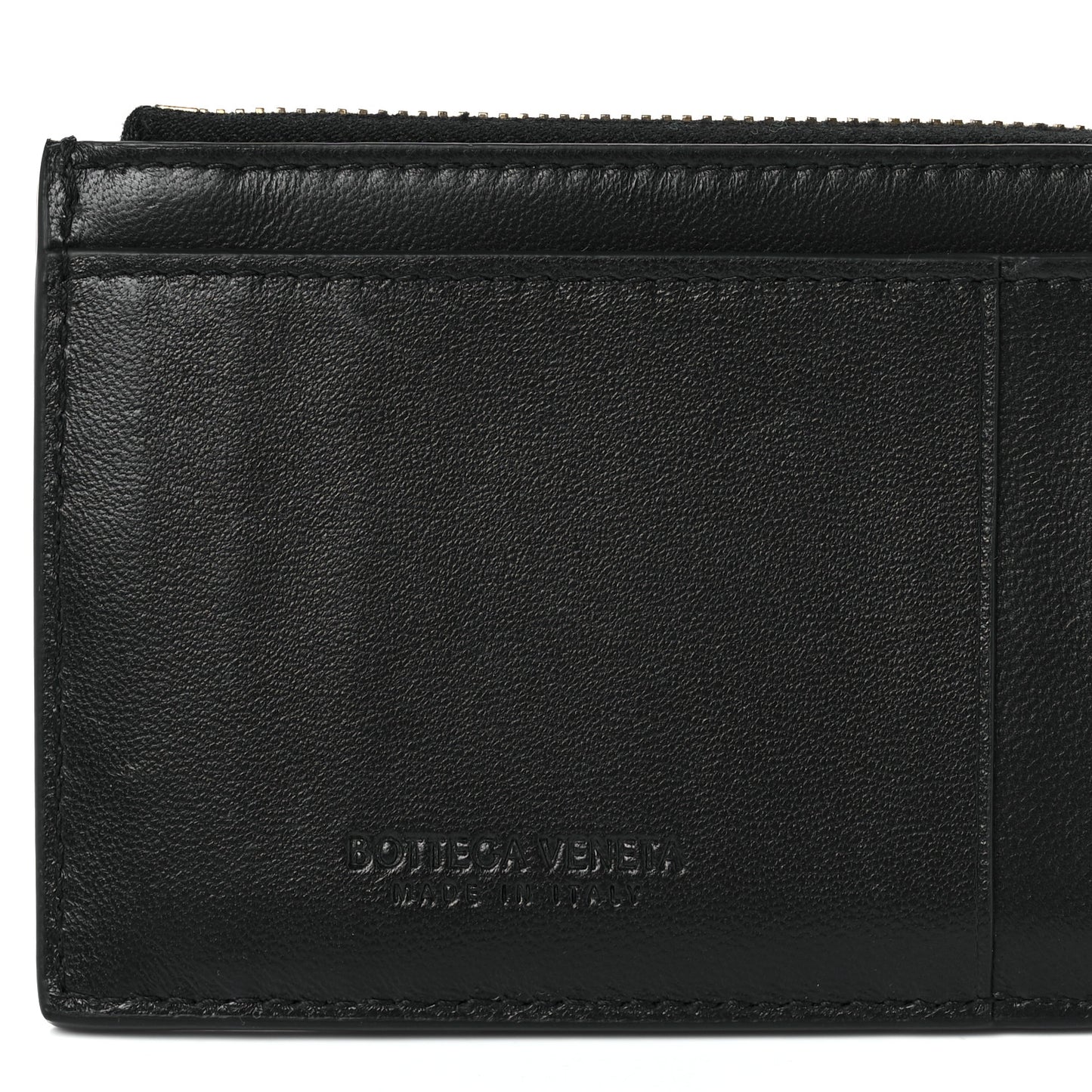 Nappa Maxi Intrecciato Zipped Card Case Black
