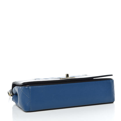 Chanel Sheepskin Quilted Small Mademoiselle Flap Black Blue 4 of 14