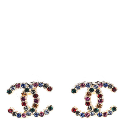 Chanel Crystal Over The Rainbow CC Earrings Gold Multicolor 1 of 4