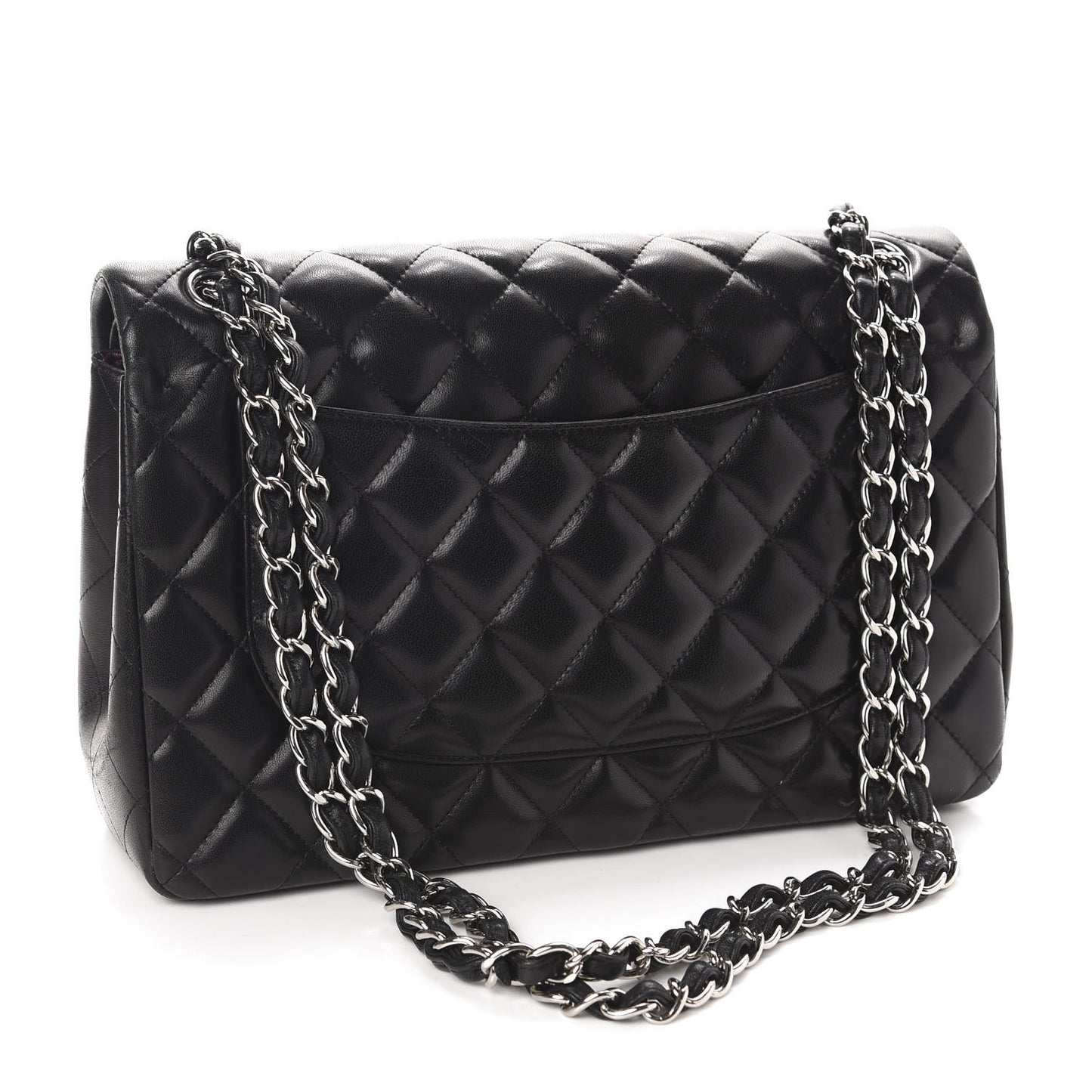 Lambskin Quilted Jumbo Double Flap Black