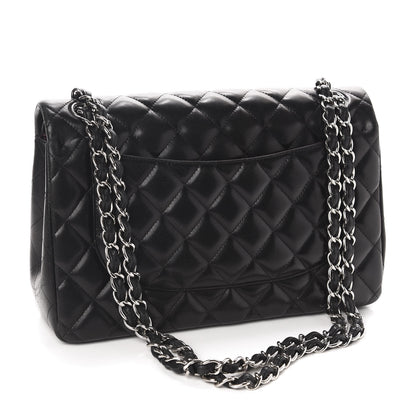 Chanel Lambskin Quilted Jumbo Double Flap Black 3 of 12