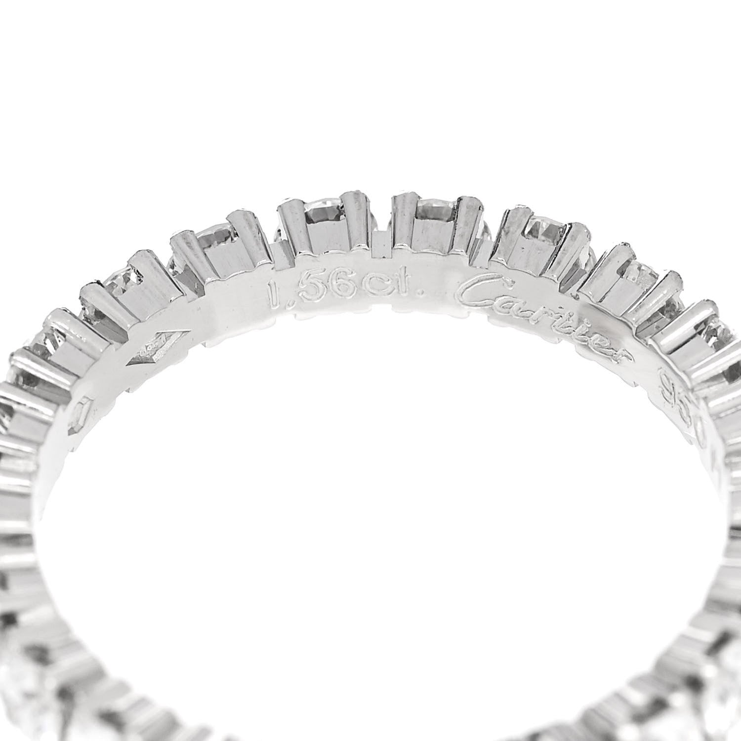 Cartier Platinum Diamond 1.56ct Eternity Ring 53 6.5 4 of 5