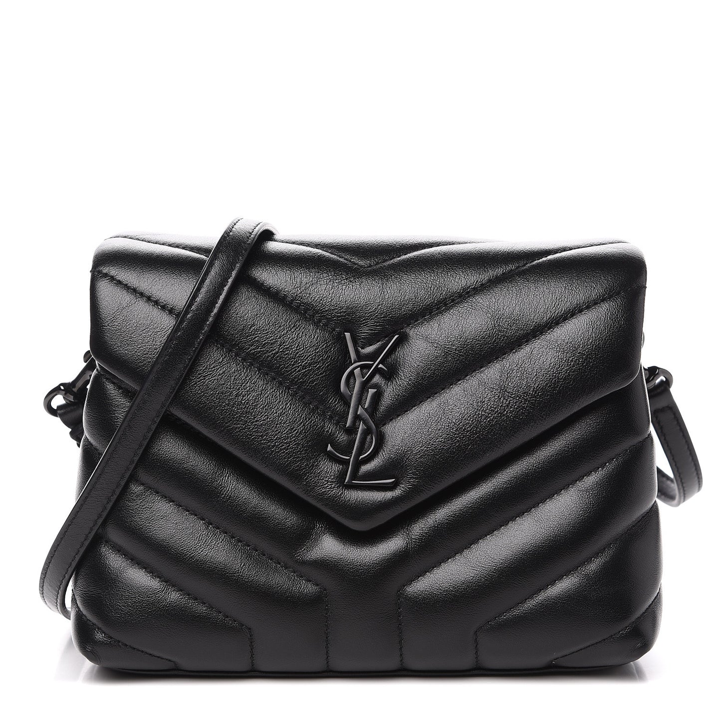 Calfskin Y Quilted Monogram Toy Loulou Crossbody Bag Black