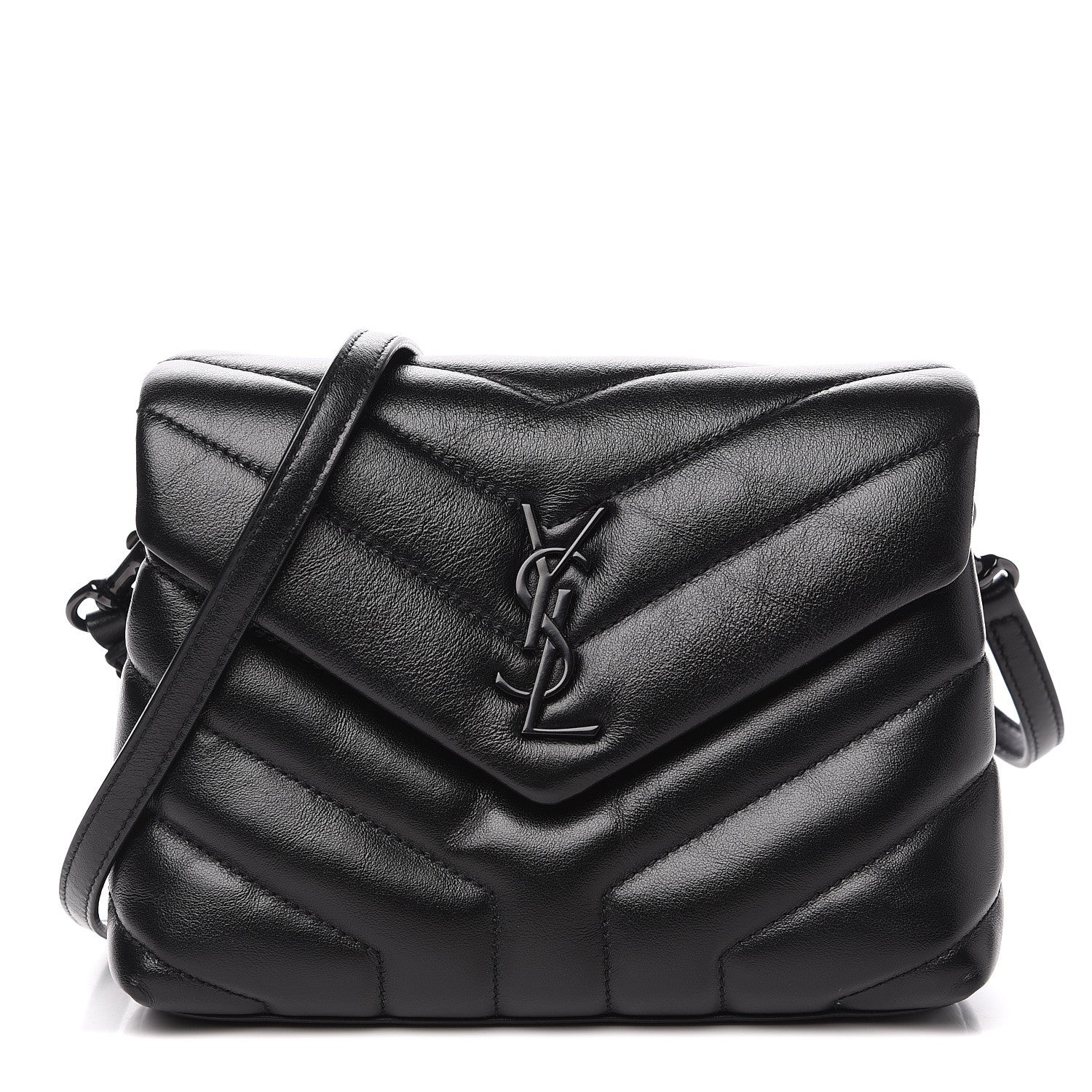 Saint Laurent Calfskin Y Quilted Monogram Toy Loulou Crossbody Bag Black 1 of 7