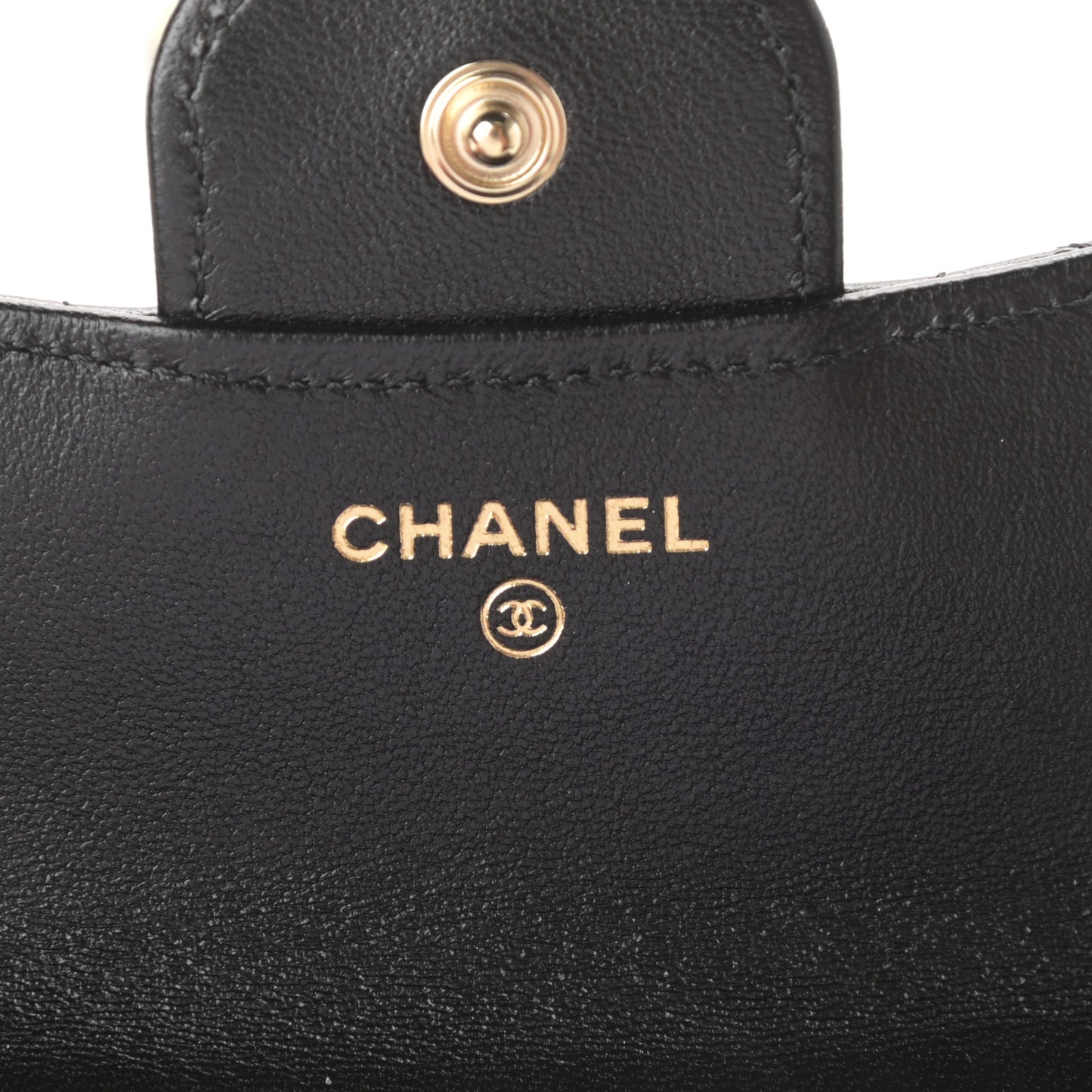 Lambskin Quilted Top Handle Flap Coin Purse With Chain Black