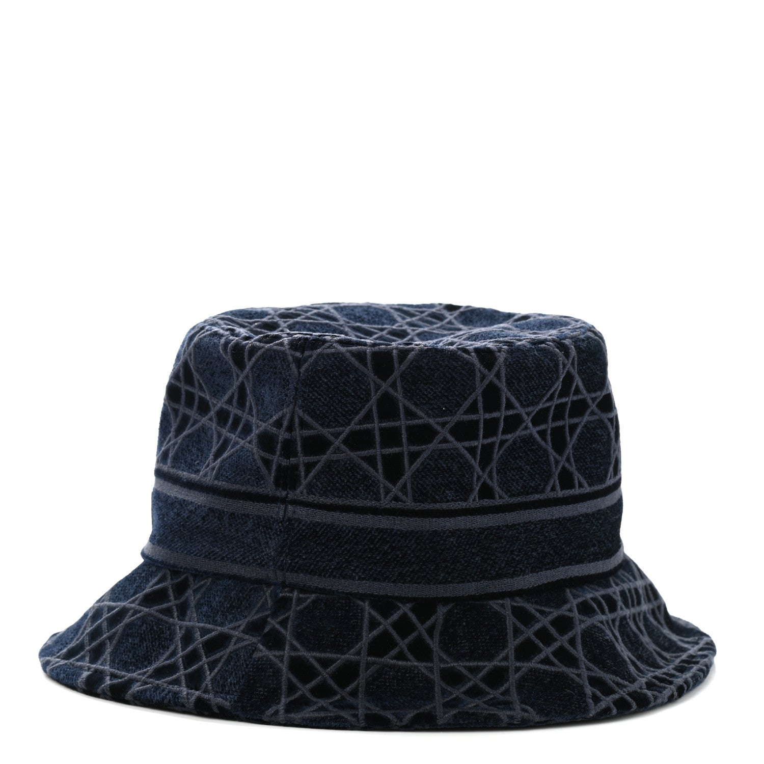 Christian Dior Velvet Cannage Bucket Hat 57 Blue 4 of 8