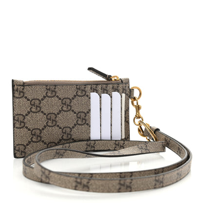Gucci X BALENCIAGA GG Supreme Monogram Logo Card Case With Strap Beige Ebony 3 of 9