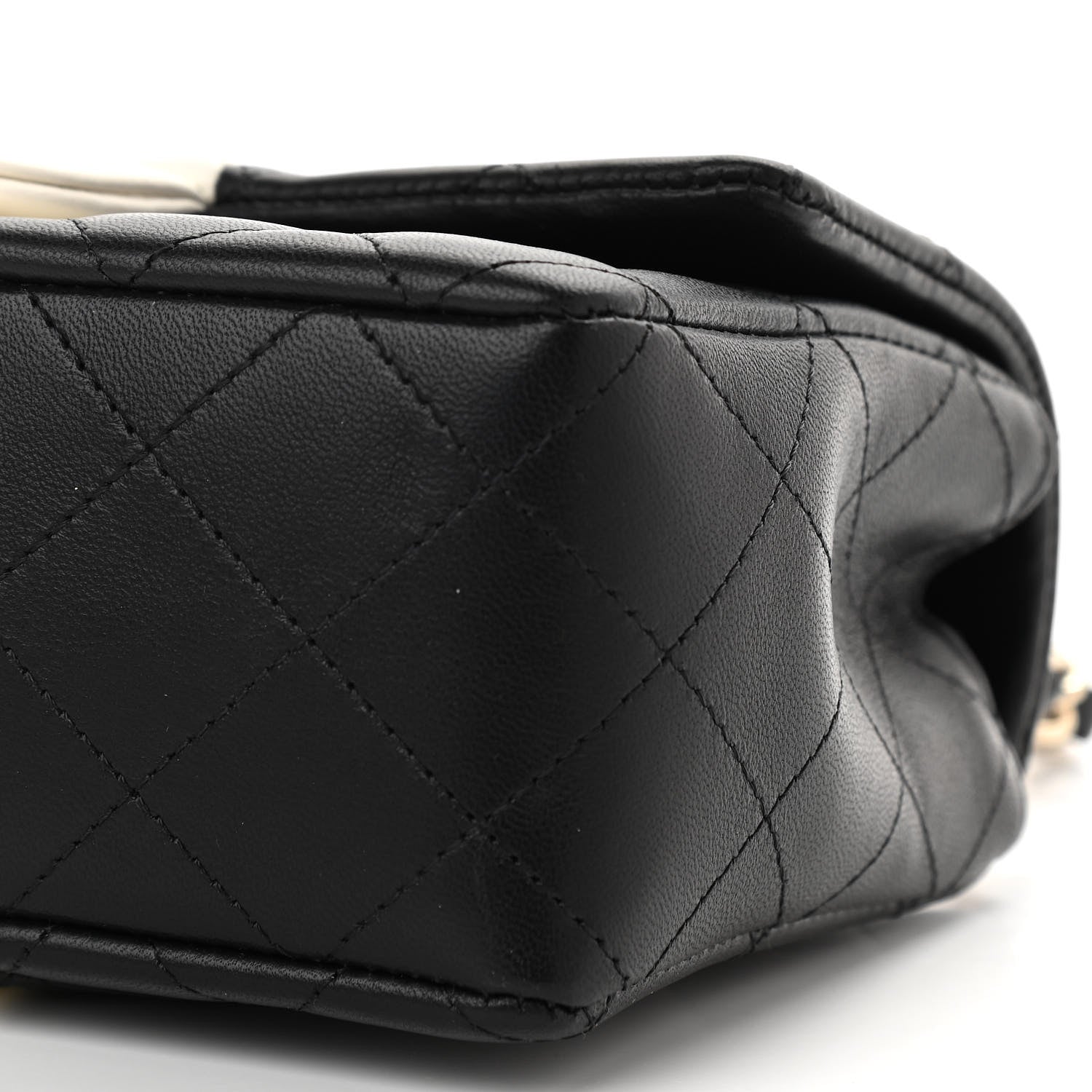 Chanel Lambskin Quilted Mini Rectangular Flap Black White 10 of 13