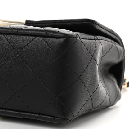 Chanel Lambskin Quilted Mini Rectangular Flap Black White 10 of 13