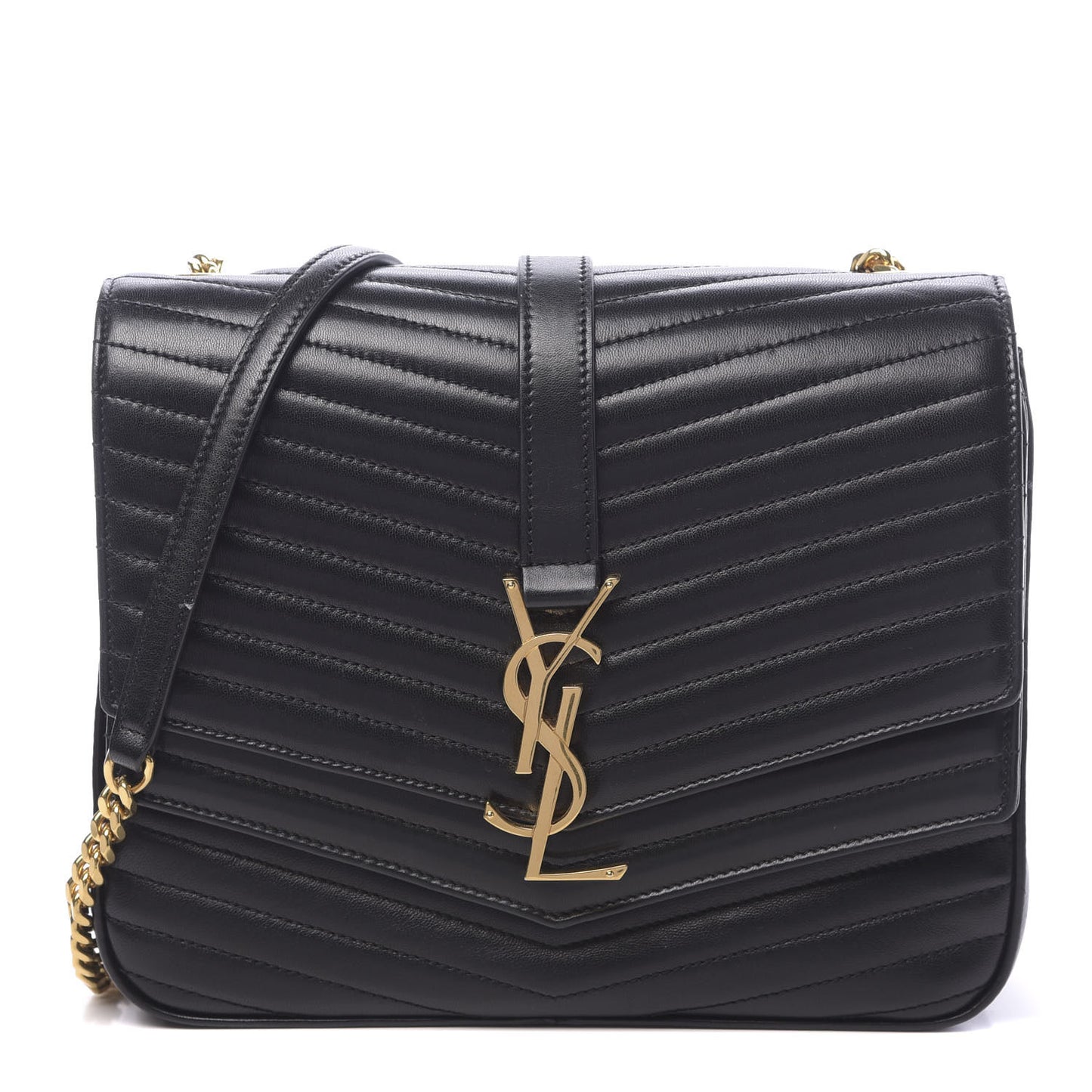 Lambskin Matelasse Chevron Monogram Medium Sulpice Bag Black