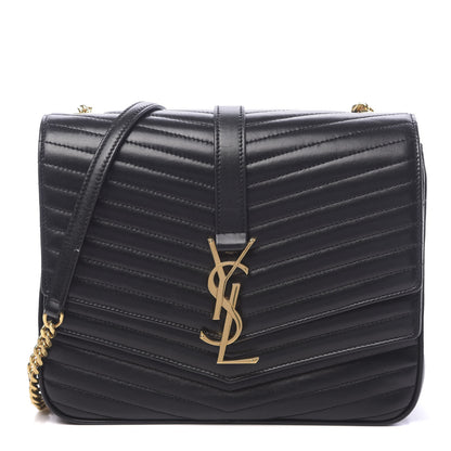 Saint Laurent Lambskin Matelasse Chevron Monogram Medium Sulpice Bag Black 1 of 12