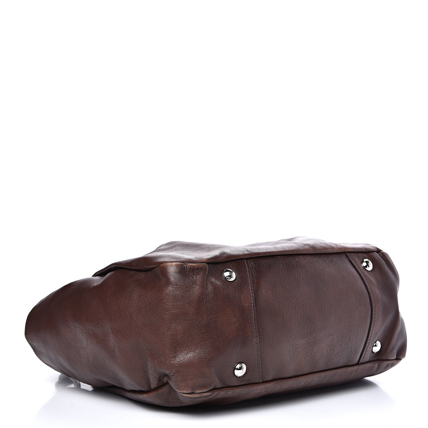 Prada Soft Calf Pleated Two Pocket Hobo Bruciato 3 of 19