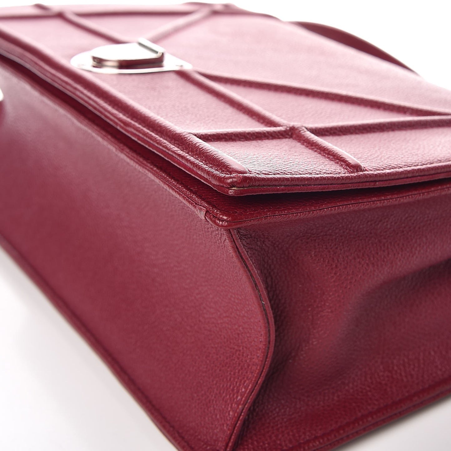Grained Calfskin Large Diorama Flap Bag Burgundy