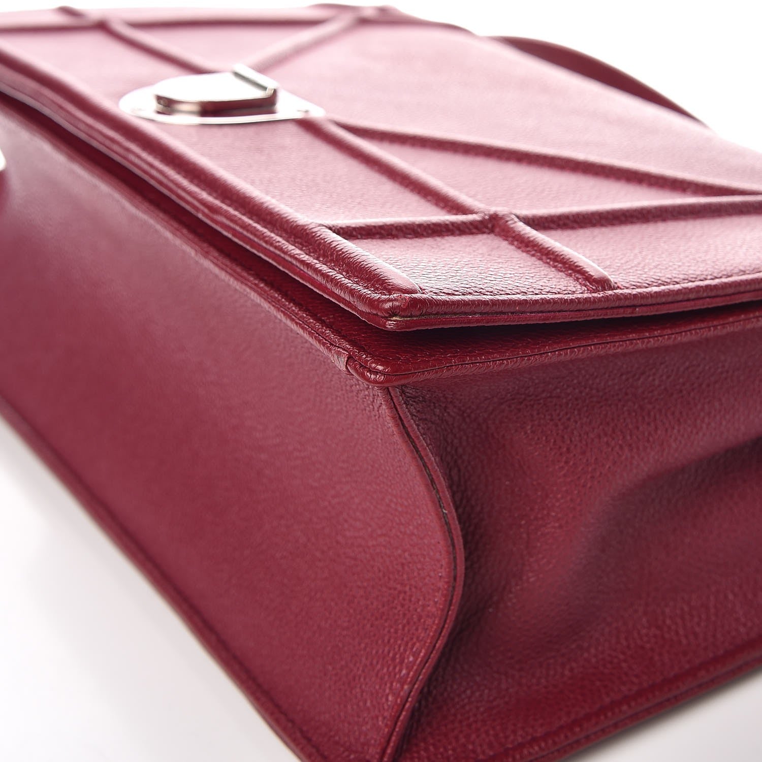 Christian Dior Grained Calfskin Large Diorama Flap Bag Burgundy 11 of 13