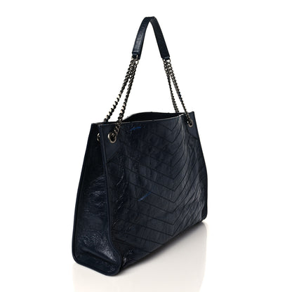 Saint Laurent Crinkled Calfskin Matelasse Monogram Niki Shoulder Bag Deep Marine 3 of 13