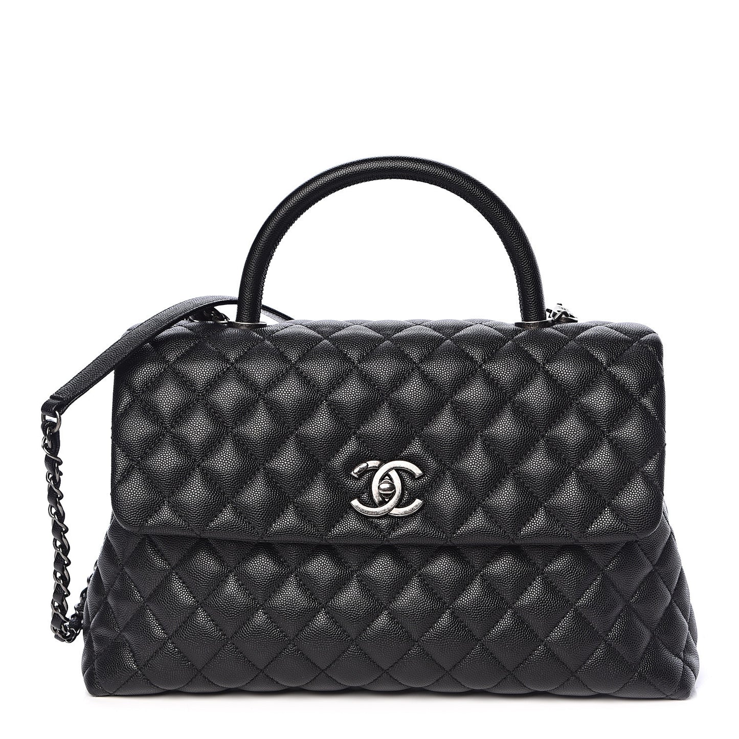 Caviar Quilted Medium Coco Handle Flap Black