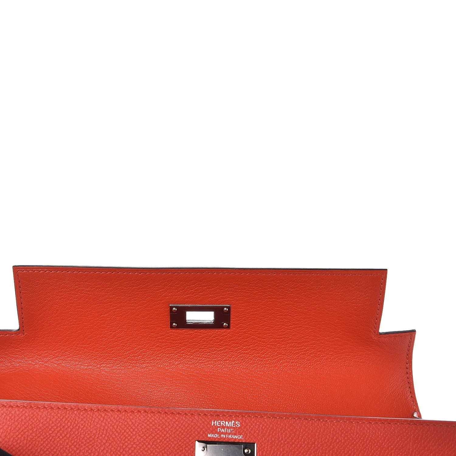 Hermes Epsom Sombrero Chevre Mysore Lettre M Kelly Sellier 28 Capucine Bleu Obscure Ambre 8 of 38