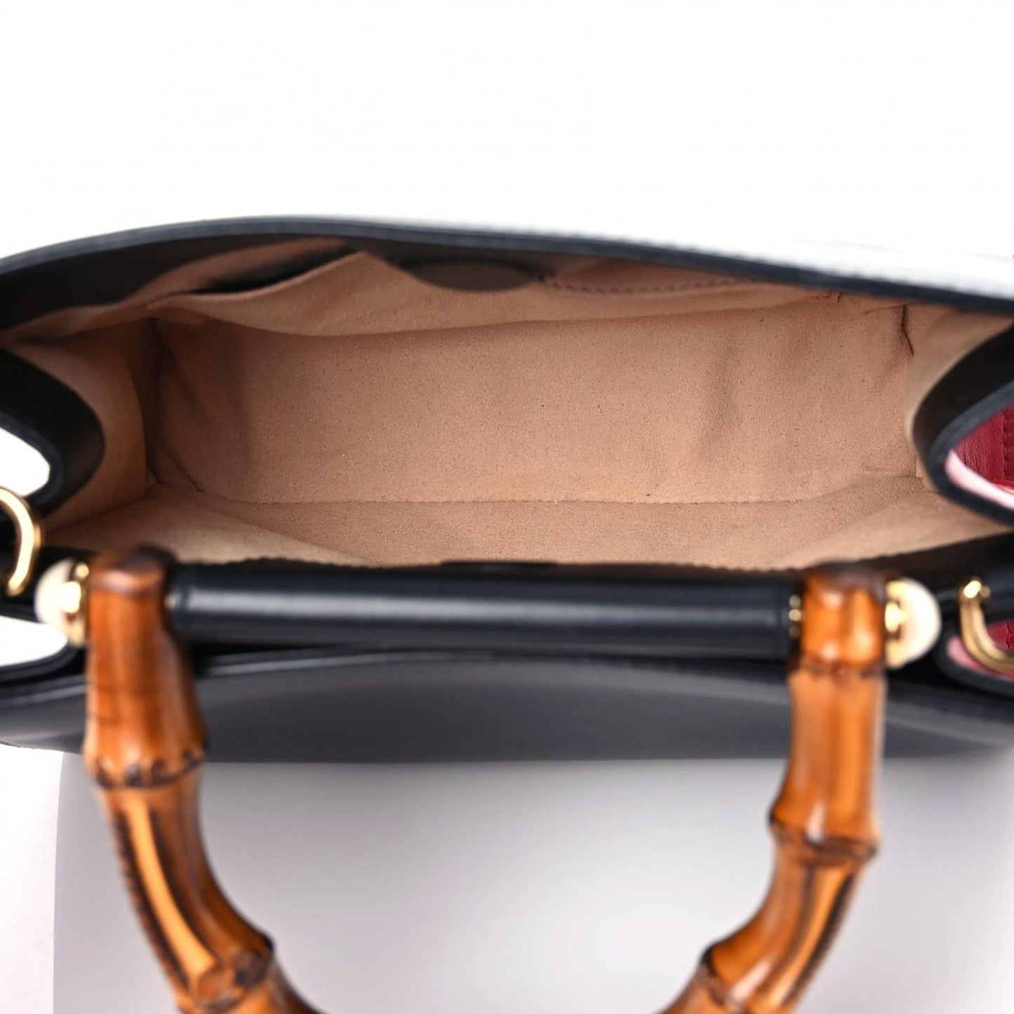 Nappa Bamboo Web Mini Nymphaea Top Handle Bag Black