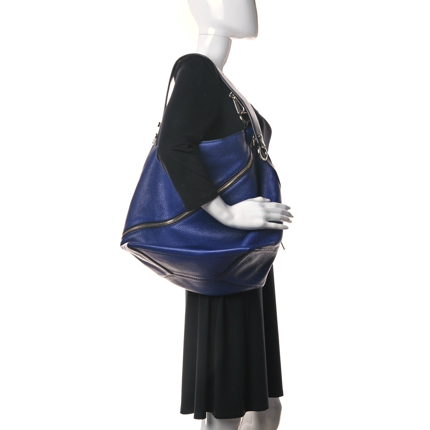 Proenza Schouler Pebbled Calfskin Medium Zip Hobo Blue 2 of 16