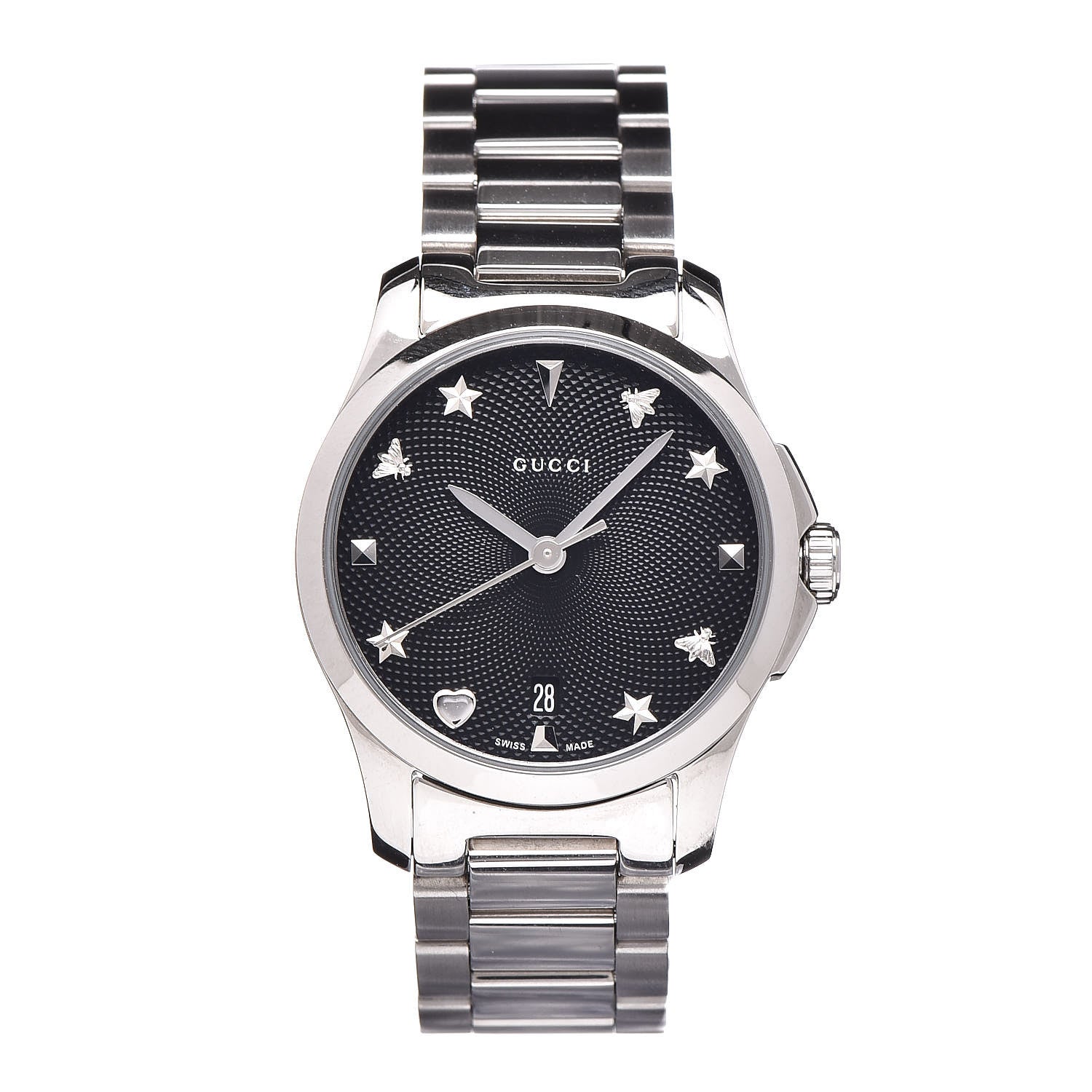 Gucci Stainless Steel 27mm G-Timeless Charm Quartz Watch Black 1 of 6