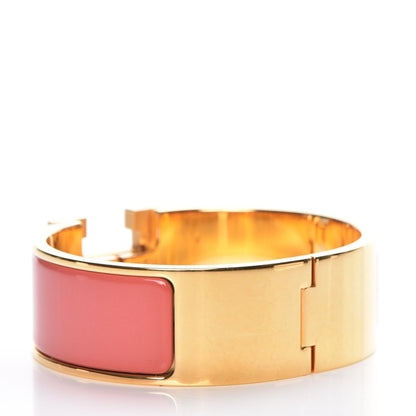 Hermes Enamel Wide Clic Clac H Bracelet PM Rouge Corail 3 of 5