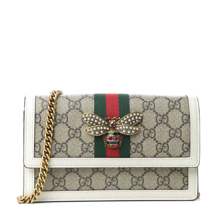 Gucci GG Supreme Monogram Web Queen Margaret Chain Wallet White 1 of 8