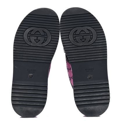 Gucci Monogram Multicolor Criss Cross Platform Slide Sandals 39 Pink Blue 5 of 6