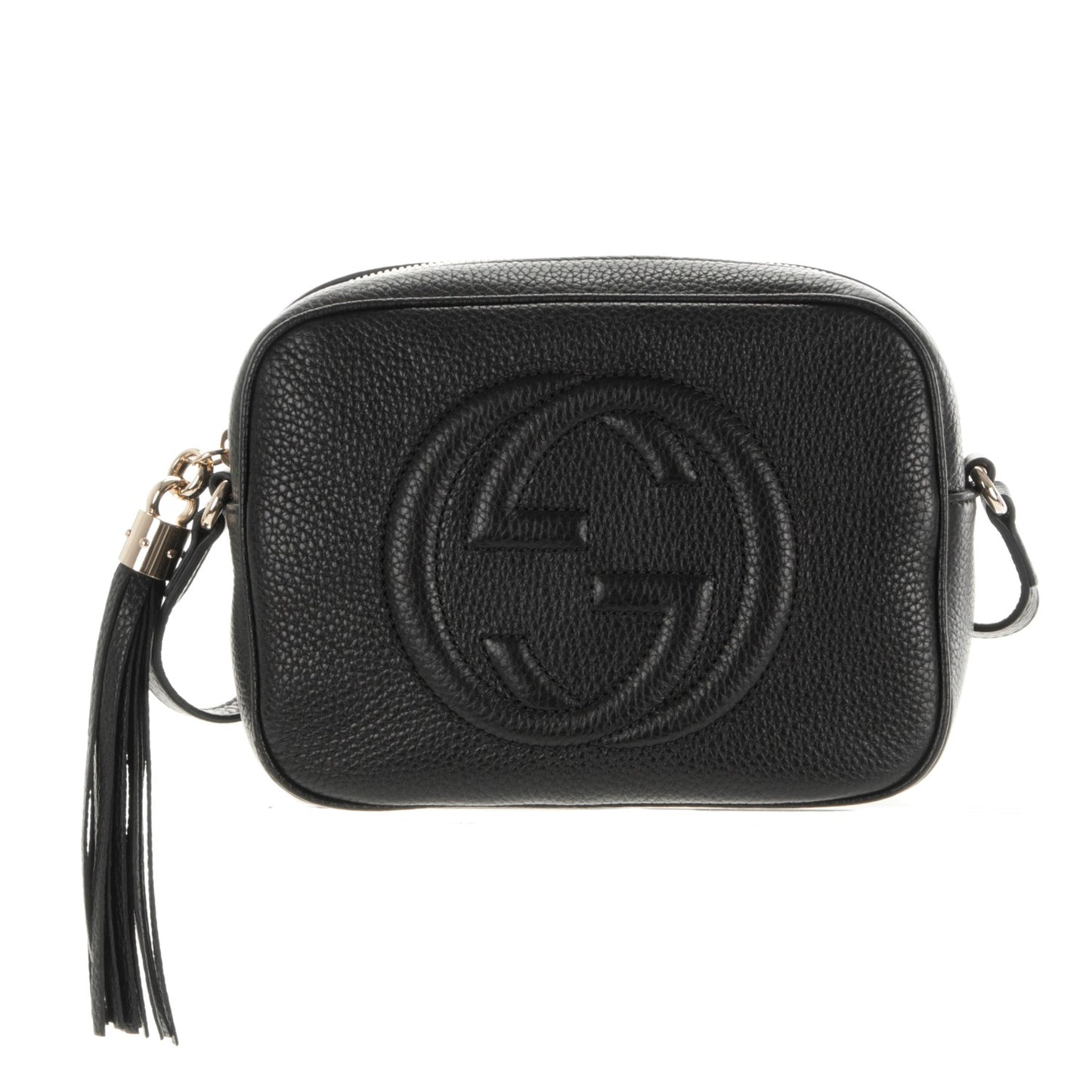 Pebbled Calfskin Small Soho Disco Bag Black