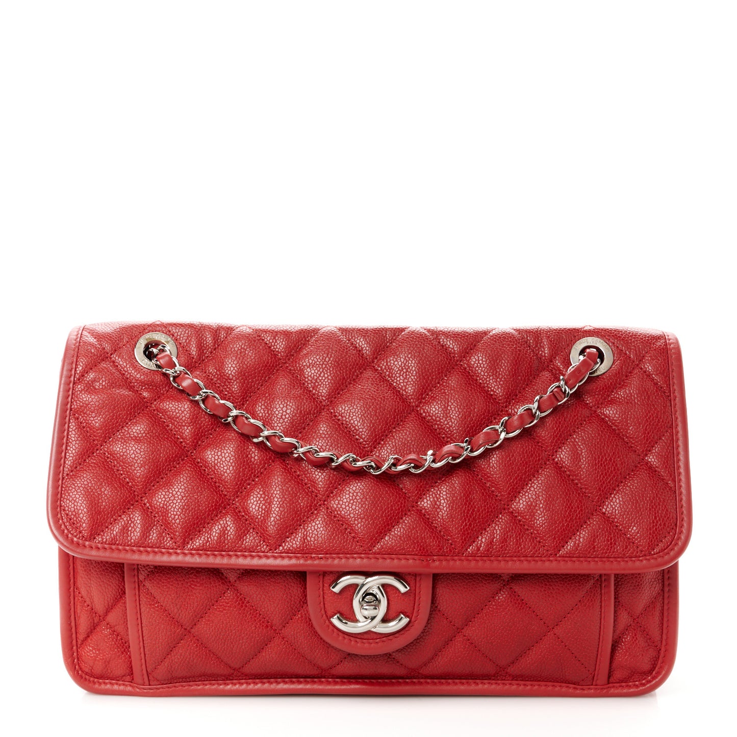 Caviar Quilted Medium French Riviera Flap Red