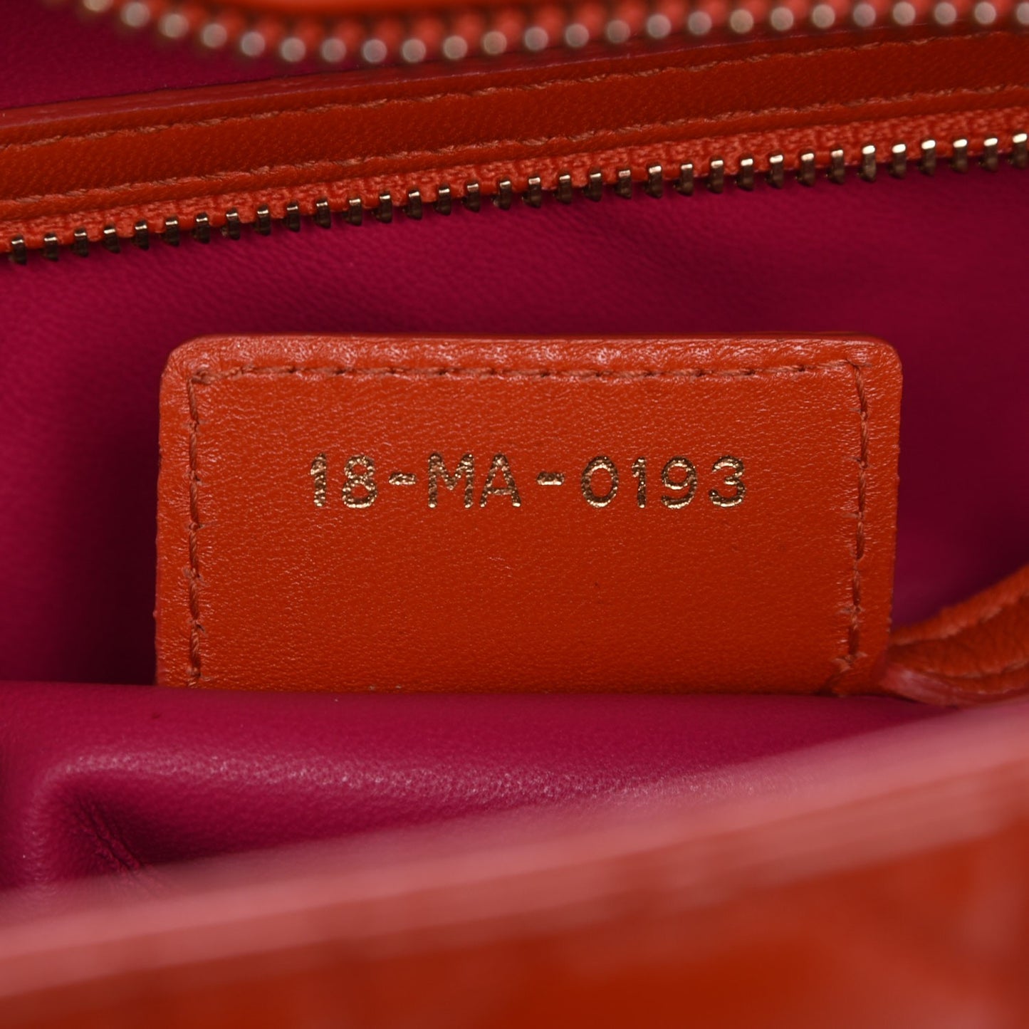 Lambskin Cannage Large Bi-Color Lady Dior Orange Fuchsia