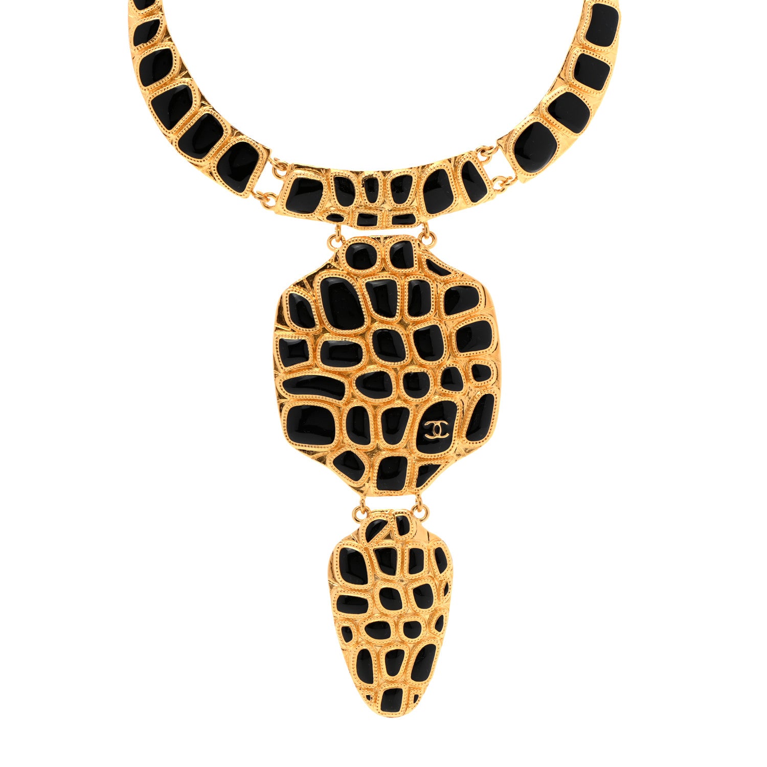 Chanel Resin Metal Along The Nile Large CC Necklace Gold Black 1 of 6