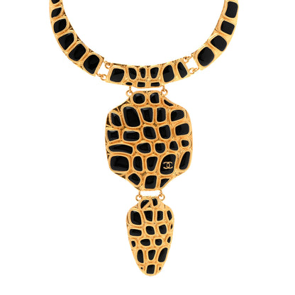 Chanel Resin Metal Along The Nile Large CC Necklace Gold Black 1 of 6
