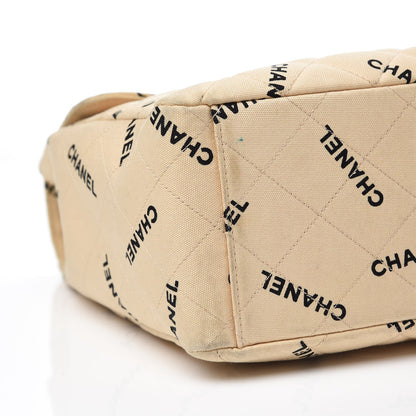 Chanel Canvas Quilted XL Jumbo Single Flap Beige 14 of 19