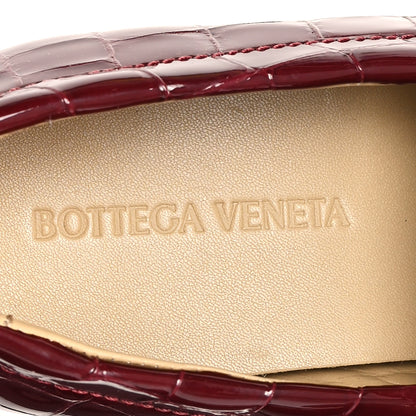Bottega Veneta Glossy Calfskin Crocodile Embossed Monsieur Loafers 38.5 Cherry 8 of 9