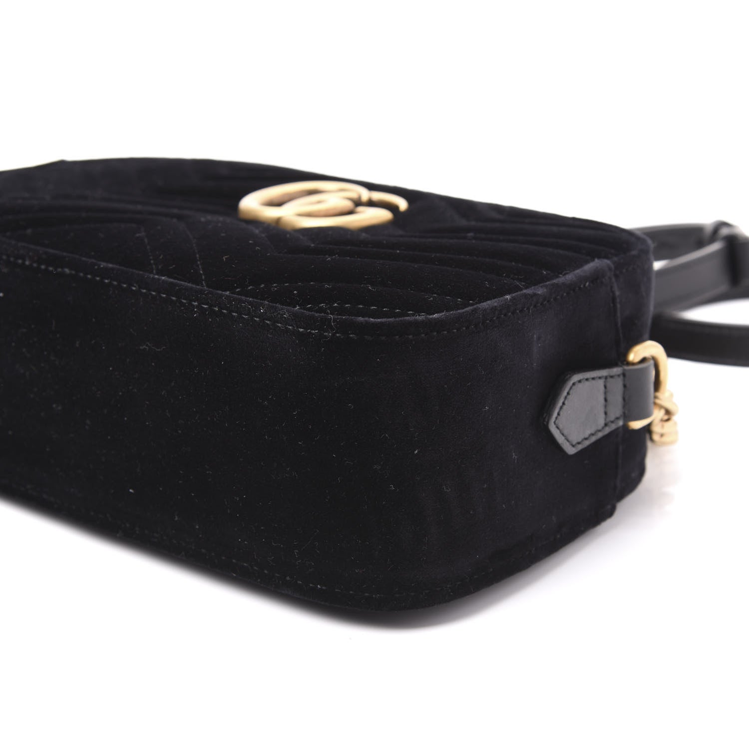 Gucci Velvet Matelasse Small GG Marmont Chain Shoulder Bag Black 6 of 9