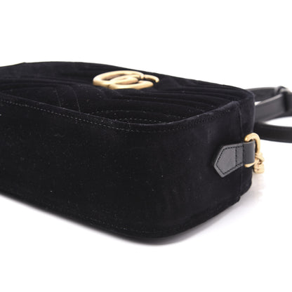 Gucci Velvet Matelasse Small GG Marmont Chain Shoulder Bag Black 6 of 9