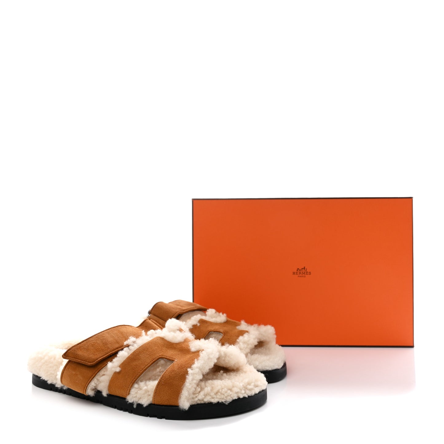 Suede Goatskin Woolskin Womens Chypre Sandals 37.5 Brun Fume Ecru