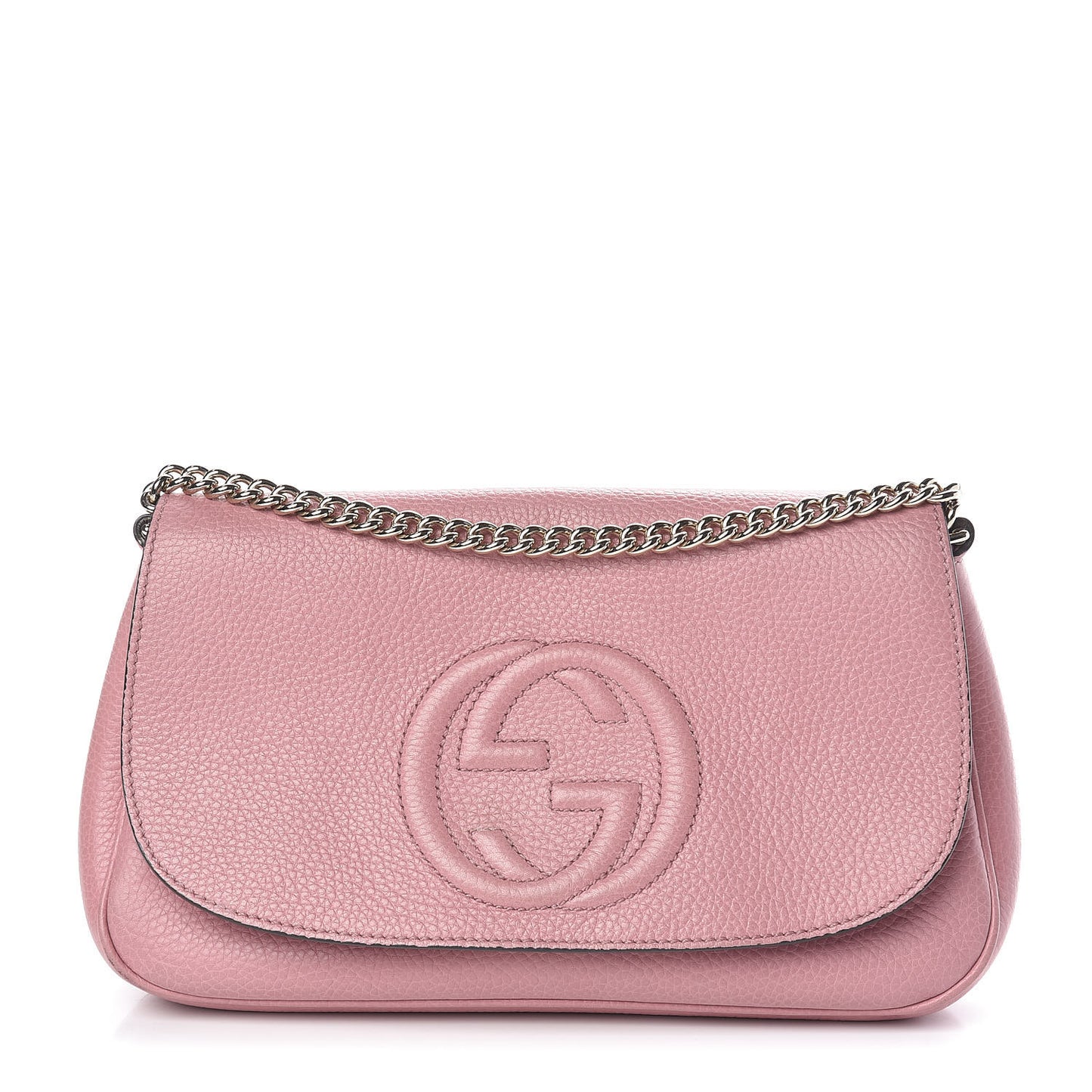Pebbled Calfskin Medium Soho Flap Crossbody Pink