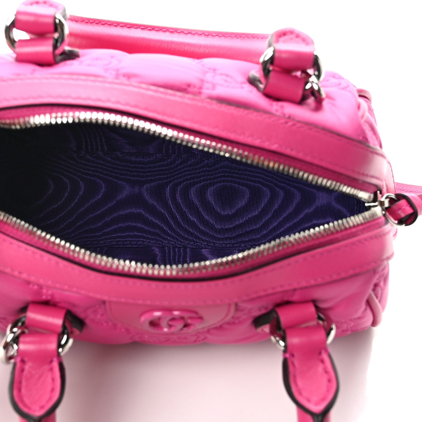 Nylon Calfskin Enamel GG Matelasse Mini Bowler Bag Lovely