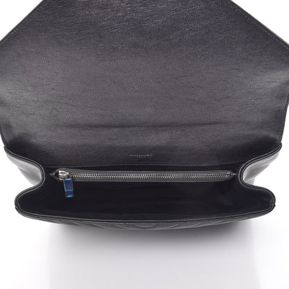 Saint Laurent Sheepskin Matelasse Chevron Monogram Large College Satchel Black 5 of 7