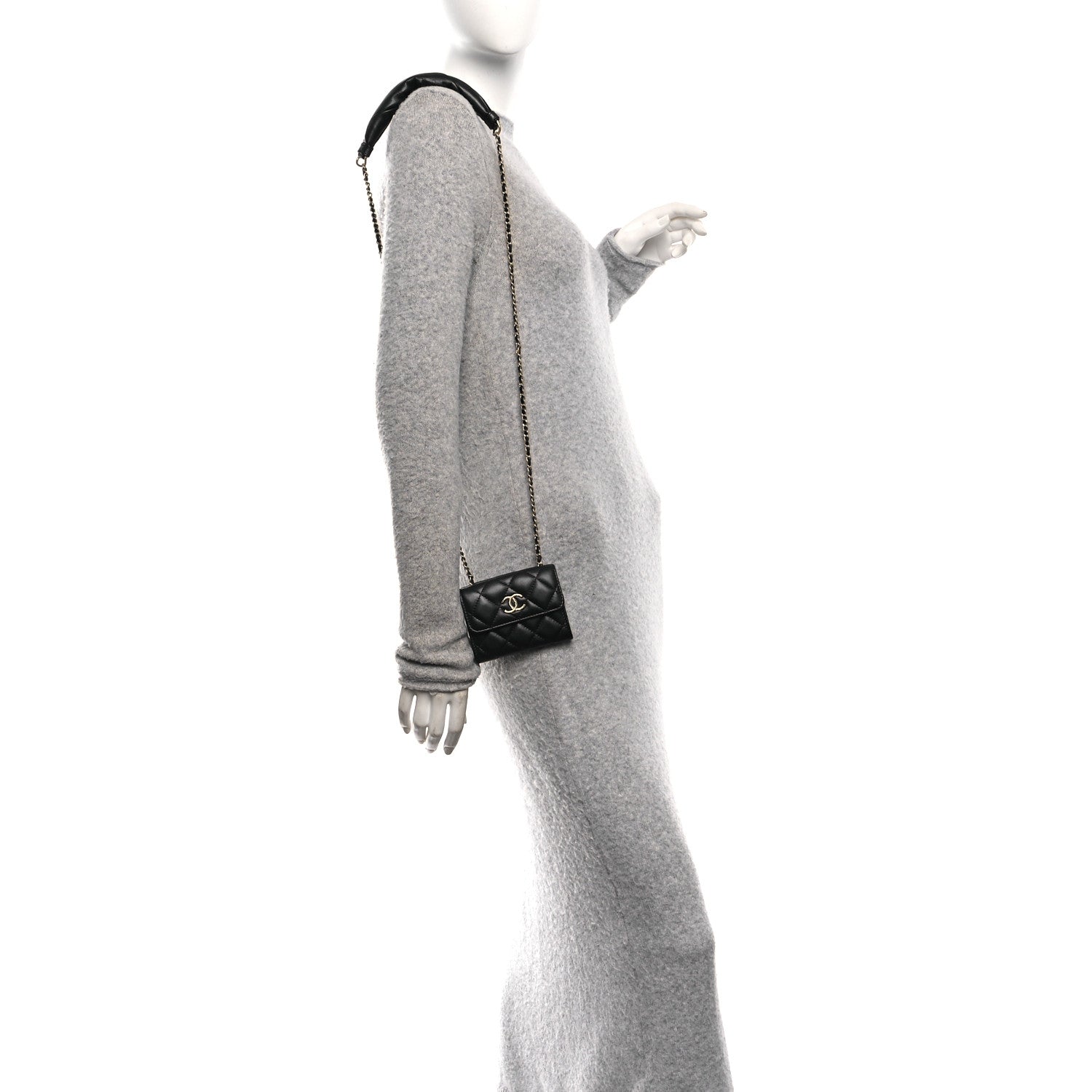 Chanel Lambskin Quilted Card Holder with Chain Black 2 of 11