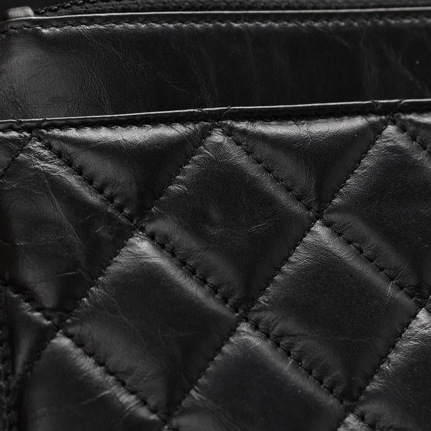 Aged Calfskin Quilted Lucky Charms 2.55 Reissue Wallet On Chain WOC Black