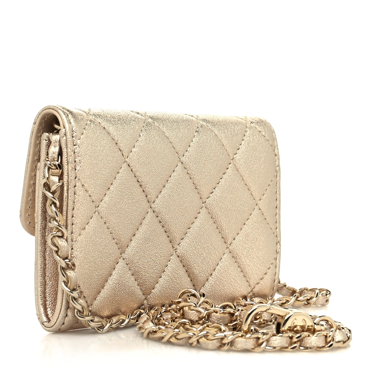 Chanel Metallic Lambskin Quilted Belt Bag Gold Gold 3 of 11