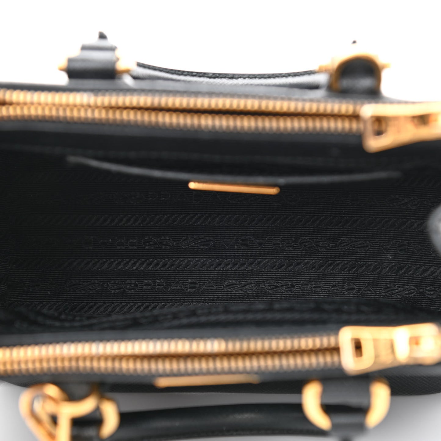 Saffiano Lux Micro Galleria Double Zip Tote Black
