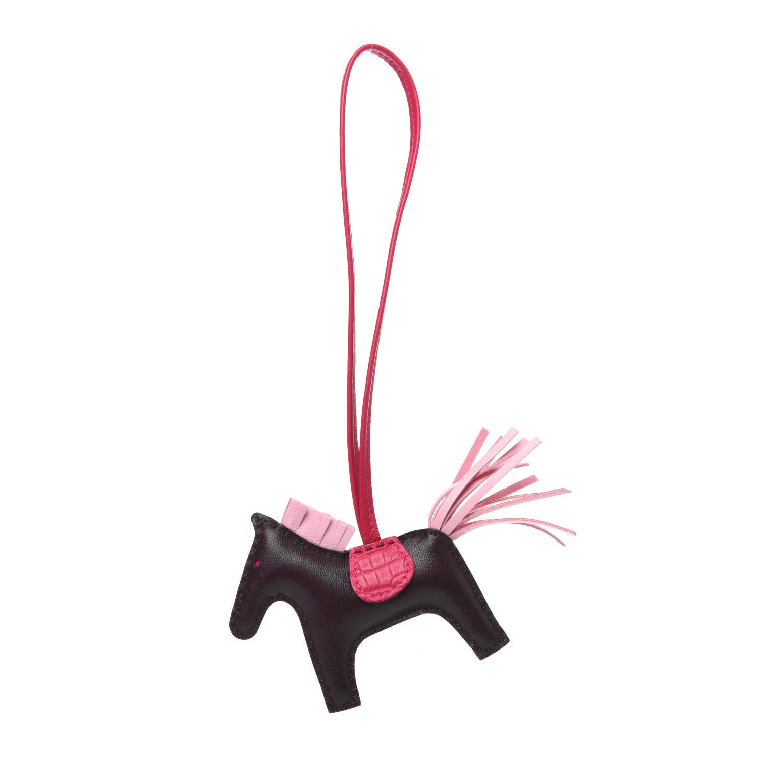 Hermes Milo Lambskin Matte Alligator Touch Grigri Rodeo Horse Bag Charm PM Rouge Sellier Framboise Rose Sakura 1 of 5